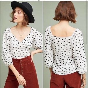 Ranna Gil Anthropologie corset style blouse w/side buttons
